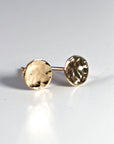 Hammered Gold Stud Earrings, 14k Solid Gold Disc Earrings