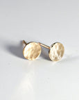 Hammered Gold Stud Earrings, 14k Solid Gold Disc Earrings - Melt'm Jewelry