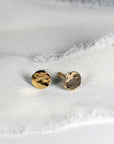 Hammered Gold Stud Earrings, 14k Solid Gold Disc Earrings - Melt'm Jewelry