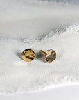 Hammered Gold Stud Earrings, 14k Solid Gold Disc Earrings
