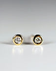 14k Solid Gold Tiny Diamond Stud Earrings (SINGLE OR PAIR) - Melt'm Jewelry