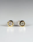 14k Solid Gold Tiny Diamond Stud Earrings (SINGLE OR PAIR)