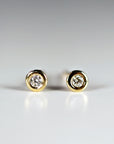 14k Solid Gold Tiny Diamond Stud Earrings (SINGLE OR PAIR)