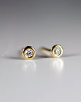 14k Solid Gold Tiny Diamond Stud Earrings