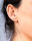 Hammered Gold Stud Earrings, 14k Solid Gold Disc Earrings