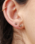 Salt and Pepper Diamond Stud Earrings 3mm • 14k Gold Prong Setting