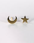 Moon and Star Earrings 14k Solid Gold - Melt'm Jewelry