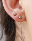 Salt and Pepper Diamond Stud Earrings 3mm • 14k Gold Prong Setting