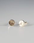 14k Solid Gold Stud Earrings - 4mm Hammered Disc Studs
