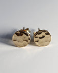 Gold Filled Hammered Disc Stud Earrings
