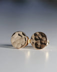 Gold Filled Hammered Disc Stud Earrings