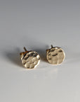 Gold Filled Hammered Disc Stud Earrings