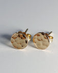 Gold Filled Hammered Disc Stud Earrings