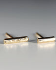 14k Gold Hammered Bar Stud Earrings