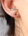 14k Gold Hammered Bar Stud Earrings (SINGLE or PAIR)