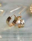 Chunky Gold Hoops, Hammered Gold Thick Hoop Earrings