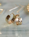 Chunky Gold Hoops, Hammered Gold Thick Hoop Earrings - Melt'm Jewelry