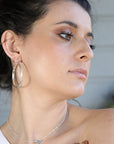 2 Inch Patterned Large Oval Hoop Earrings in Sterling Silver - Melt'm Jewelry