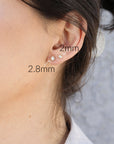 14k Solid Gold Tiny Diamond Stud Earrings (SINGLE OR PAIR)