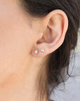 14k Solid Gold Tiny Diamond Stud Earrings (SINGLE OR PAIR)