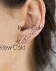14K Gold Diamond Bar Earrings (SINGLE or PAIR)