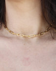 Elongated Thick Rectangle Chain Necklace