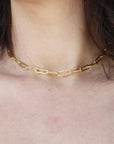 Elongated Thick Rectangle Chain Necklace - Melt'm Jewelry