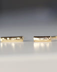 14k Gold Hammered Bar Stud Earrings