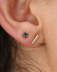 14k Gold Hammered Bar Stud Earrings