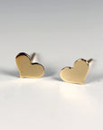 Tiny Heart Stud Earrings – Gold Filled Minimalist Earrings (Smooth or Hammered)