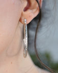 2 Inch Patterned Large Oval Hoop Earrings in Sterling Silver - Melt'm Jewelry