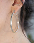 2 Inch Patterned Large Silver Hoop Earrings - Melt'm Jewelry