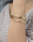 Gold Open Cuff Bracelet - Thick Hammered Gold Filled Bangles
