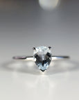 14k White Gold Pear Aquamarine Ring