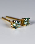 Teal Green Montana Sapphire Earrings 14k Solid Gold