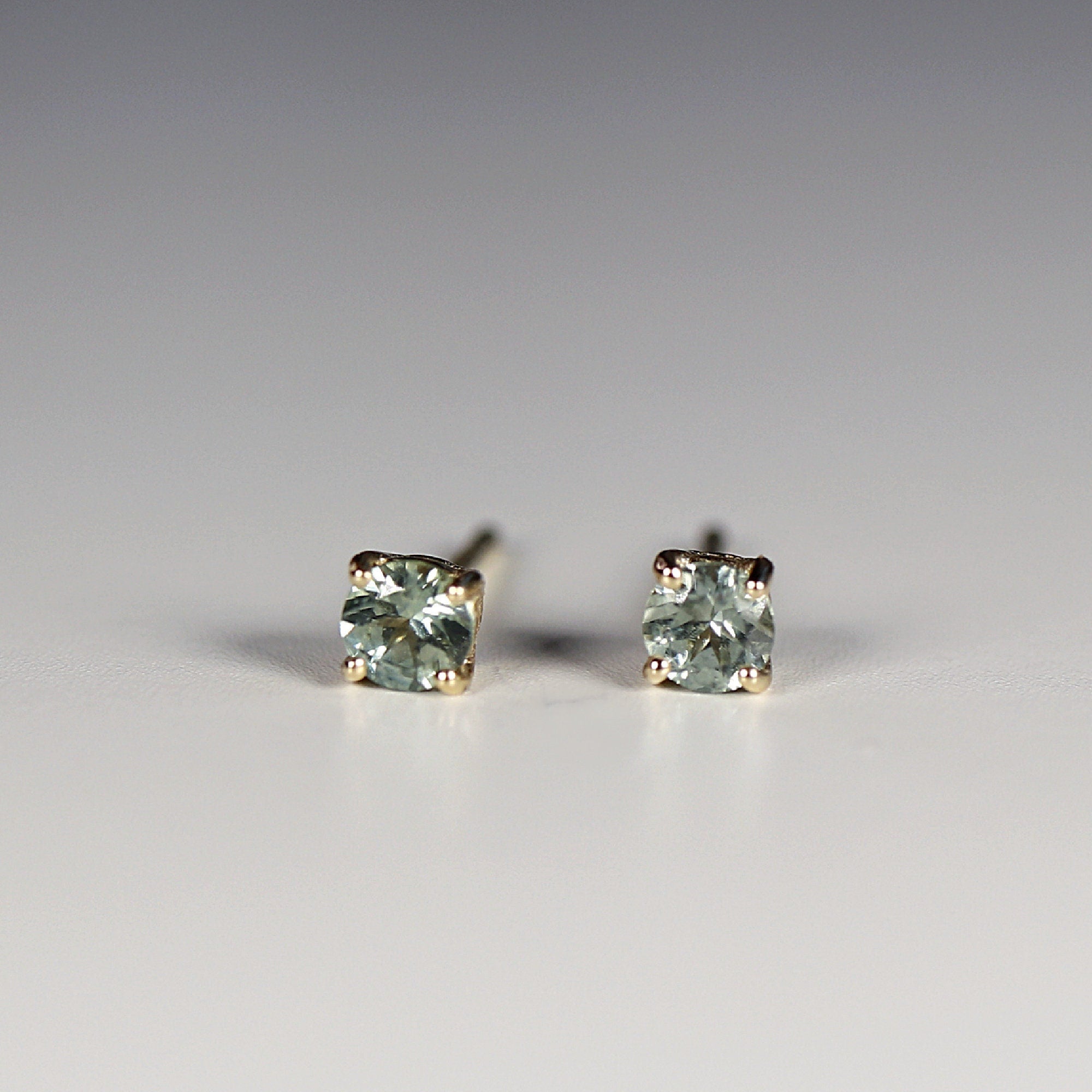 Teal Green Montana Sapphire Earrings 14k Solid Gold