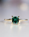 14k Gold Asscher Cut Emerald Ring