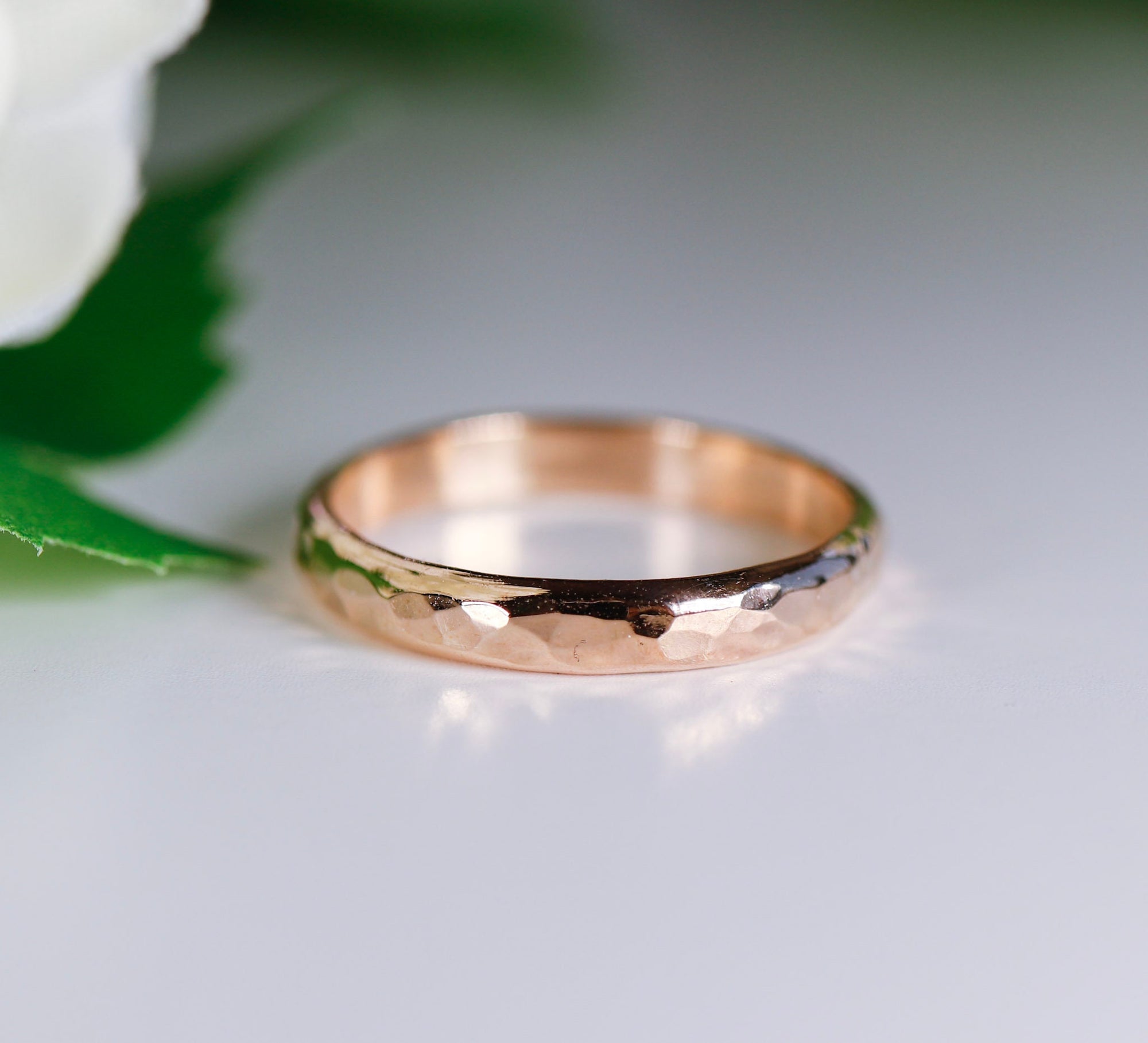Hammered Gold Wedding Band, 14k Solid Yellow Gold