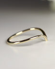 14k Solid Gold Dainty V Diamond Wedding Band