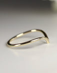 14k Solid Gold Dainty V Diamond Wedding Band