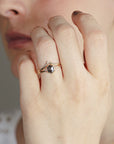 14k Solid Gold Dainty V Diamond Wedding Band