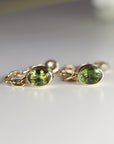 14k Solid Gold Green Tourmaline Chain Earrings
