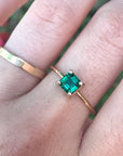 14k Gold Asscher Cut Emerald Ring