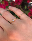 Dainty Aquamarine, Opal, Diamond Cluster Ring