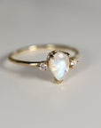 Pear Moonstone Ring with Diamond Accents