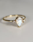 Pear Moonstone Ring with Diamond Accents - Melt'm Jewelry