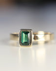 Bezel Set Emerald Ring 14k Solid Gold - Melt'm Jewelry
