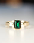 Bezel Set Emerald Ring 14k Solid Gold