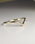 14k Solid Gold Dainty V Diamond Wedding Band
