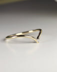 14k Solid Gold Dainty V Diamond Wedding Band - Melt'm Jewelry
